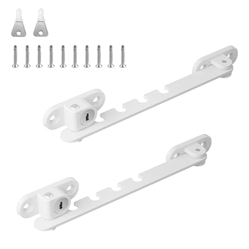 HECHKJ 2 Pièces Entrebailleur de Fenetre, Blanc Entrebailleur Fenetre Sans Perçage, Entrebailleur Fenetre, Restricteur de Fenêtre Permet D'ajuster la Taille...