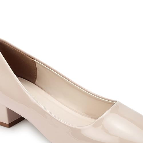Image of Marc Loire Women Square Toe Solid Block Heel Pumps for Office, Party and Formal Wear