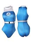 Invisible Woman Cosplay Swimsuit for Women Fantastic Four Costume MR Susan Storm One Piece Bathing Suit Halloween (Blue, Small)