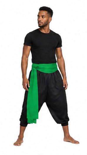 Dragons Den Fancy Dress Limited Pirate Buccaneer 60" Sash Cosplay LARP Masked Bandit Fancy Dress Accessories [Green Sash Only]