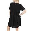 MIHOLL Womens Mini Dress V Neck Short Sleeve Ruffle Loose 2023 Summer Casual Flowy Dresses with Pockets