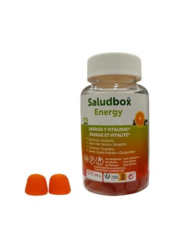 Energy 60 Gummies, Energía y vitalidad - Con Ginseng, Guaraná, Vitaminas B6 y B12 | Apoyo para la Vitalidad Física y Mental | Vegano | Sin Gluten | Sin Conservantes | SaludBox