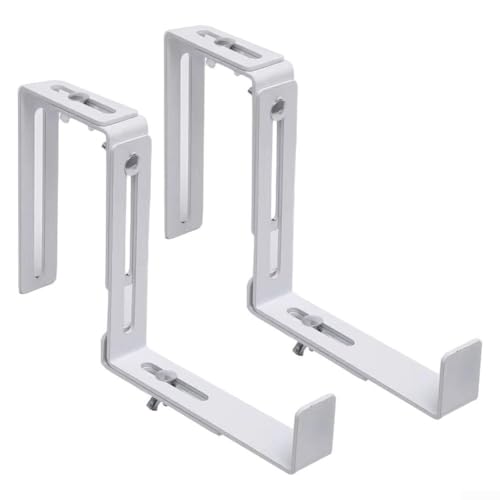 Sumsoctober Soportes ajustables para macetas de ventana, paquete de 2 soportes de hierro resistentes con ancho ajustable, fácil instalación, no requiere taladrar, color blanco