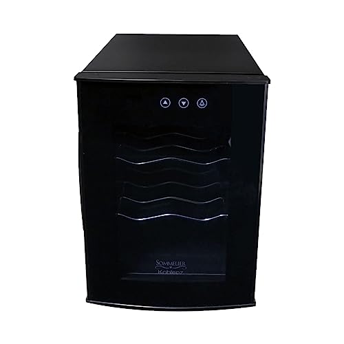 6-Bottle Free Standing Wine Cooler, Single Zone, Black, 750ml