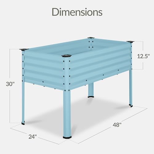 Image of Best Choice Products 48x24x30in Galvanized Raised Garden Bed, Metal Elevated Planter Box, Vegetable Garden for Backyard, Patio, Balcony, 100% Non Toxic Materials - Mist Blue