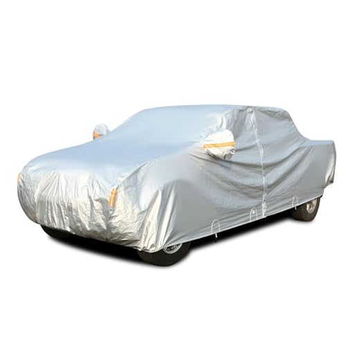 Image of Tecoom Truck Car Cover Waterproof, 3-Layer Pickup Cover with Fleece Lining & Zipper Door /Lock, Outdoor Snow Rain All Weather Protection, Universal Fit Regular /Extended /SuperCrew Cab