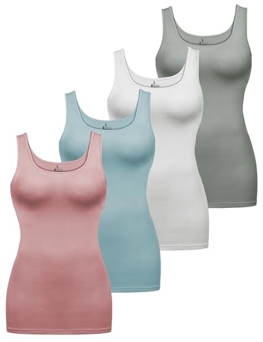 ALPIDEX Damen Tops 4er Set Basic Oberteil Einfarbig Frauen Unterhemd...