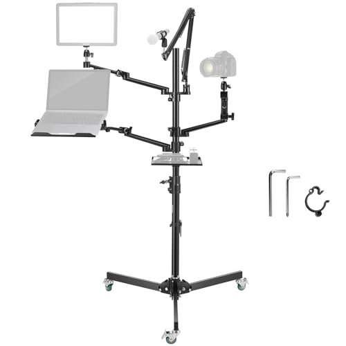 NEEWER Live Streaming Stand with Casters, Overhead Camera Mount Floor Stand with Mic Boom Arm,...