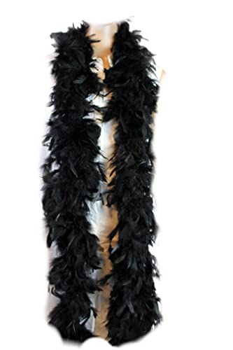 60 Gram, 2 Yards Long Chandelle Feather Boa Great For Party, Wedding, Halloween Costume, Christmas Tree, Decoration(Black_ #TOP2