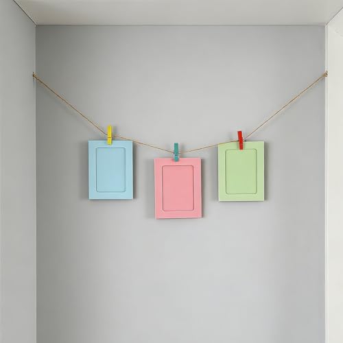 Marcos Colgantes de Papel y Madera con Cuerda para Fotos Familiares 6