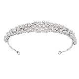 YAZILIND Prinzessin Braut Krone Haarband Brautschmuck Imitation Perle Strass Kopfschmuck Brautkleid Accessoires