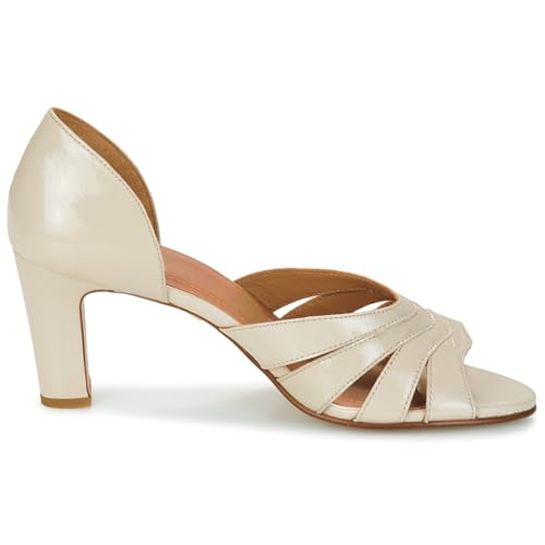 LEHOOR Women Chunky Heels Peep Toe Pumps Shoes Slip On Cut-out Block High Heels Dress Shoe D-Orsay Metallic Patent Leather Strappy Sandals Office Ladies Dressy Work Wedding Party Summer Chic 4-11 M US4