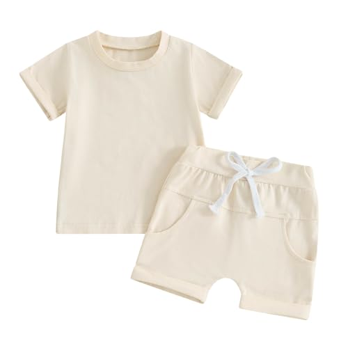 Image of FOCUSNORM Toddler Baby Boy Summer Clothes Infant Boy T Shirt Shorts Outfits Contrast Color Cute Newborn Baby Boy Clothes