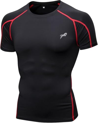 JUST RIDER Half Sleeve Compression T-Shirt - Men's Athletic & Spo...