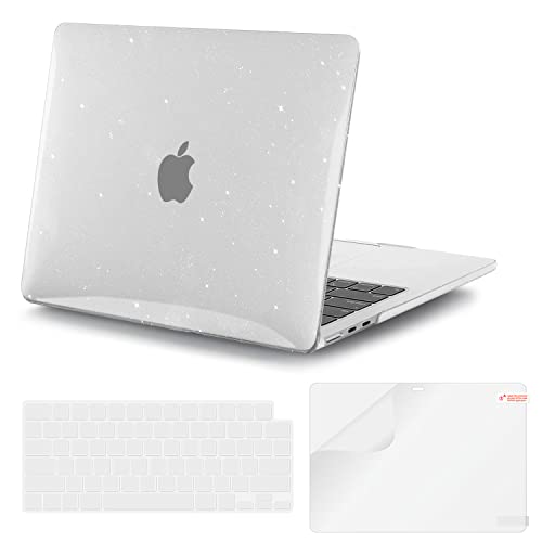 iCasso for MacBook Air 13 inch Case 2025 2024-2022 Release M4 A3240 M3 A3113 A2681 M2 with Liquid Retina Display, Hard Plastic Shell for Mac Air 13.6, Keyboard Cover&Screen Protector, Clear Glitter