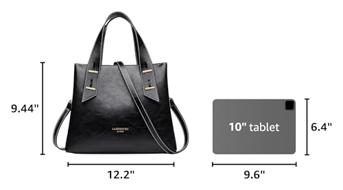 Image of LAORENTOU Women Crossbody Handbags Genuine Leather Satchel Handbags for Women Top-handle Shoulder Tote Purses