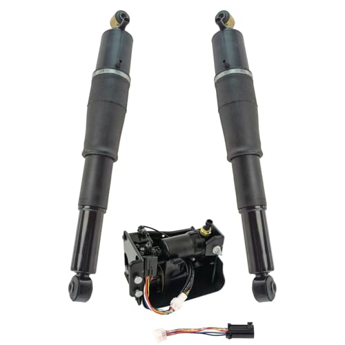 TRQ Rear Air Suspension Shock Absorber Compressor Pump Kit 3pc for Yukon Tahoe