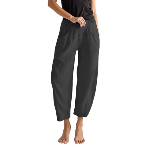 Pantalon d'été pour femme en lin fluide à coupe ample anti-chaleur