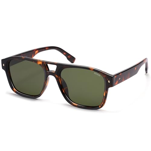 SOJOS Retro Square Polarized Aviator Sunglasses Womens Mens, Trendy Aviators Shades SJ26042