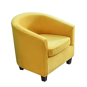 Topchances Velours Housse de Fauteuil Club 2 Pièces Housse de Fauteuil Extensible Jacquard Housse Fauteuil Salon Cabriolet Tub Chair avec Housse de Coussin (Jaune)