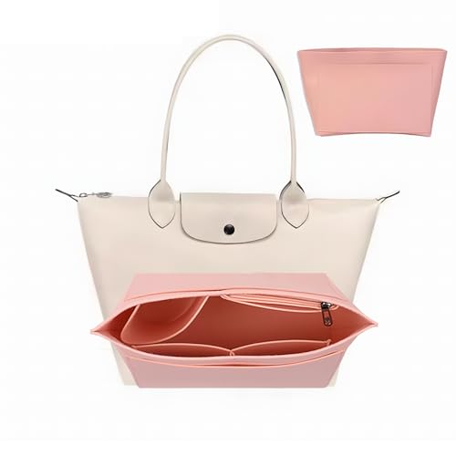 Nircho Taschen Organizer für Longchamp, Filz Handtasche Organizer mit Multi-Taschen, Große Kapazität Tascheneinsatz-Organizer Für Longchamp, Geldbörsenzubehör für Longchamp Tragetasche (Rosa, L)