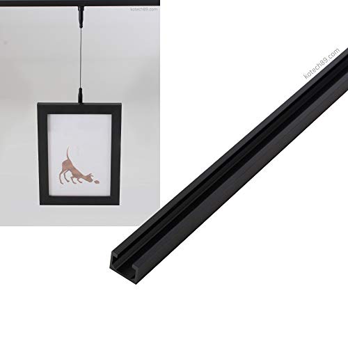 KOTECH Korea Black Picture Hanging System Aluminium Rail 35inch(90cm), Gallery Photo Hanging Rail, Made in Korea