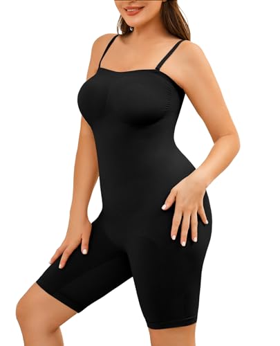 Strapless Shapewear Bodysuit Women Tummy Control Seamless Body Suits with Detachable Shoulder Straps Mid Thigh2