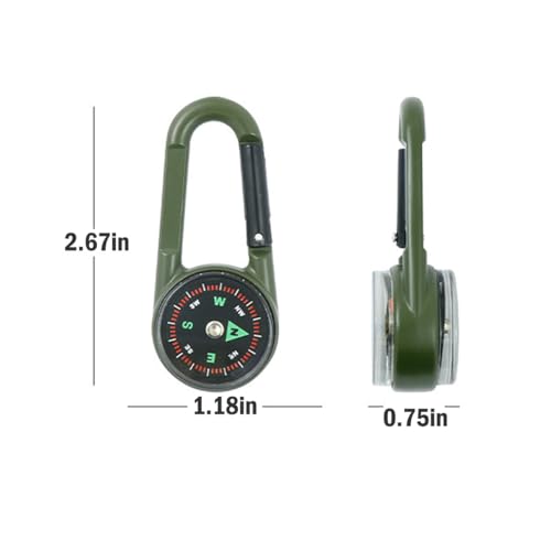 Brújula de bolsillo doble cara con mosquetón para llavero portátil para camping y actividades al aire libre miniatura 3