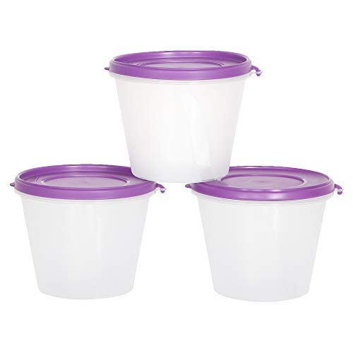 Image of Cutting EDGE Nesterware 1000ml Stackable Food Container (Set of 3, Purple) | BPA-free plastic, stackable design, leak-proof, kitchen storage, pantry, fridge, meal prep, reusable, travel use