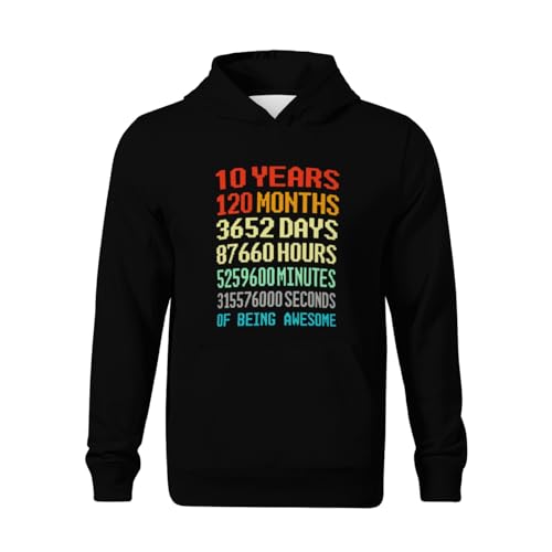 Kids 10 Years Old Birthday Being Awesome Boys Girls Lightweight Kangaroo Pocket Fleece Hoodies2