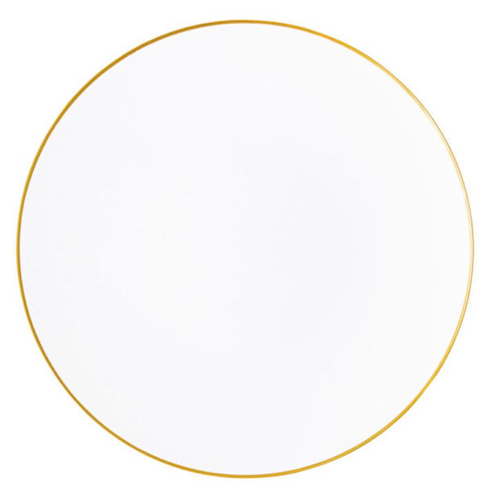 Platos cargadores plásticos blanco/dorado 13" x4 miniatura 1