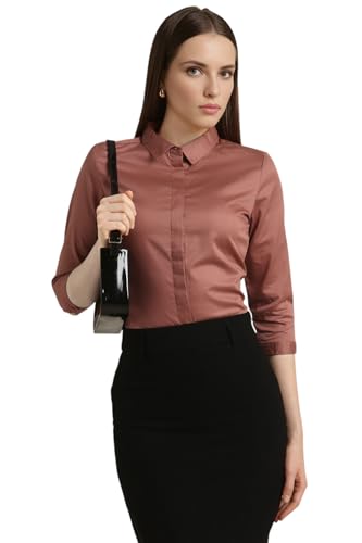 Image of Van Heusen Women Cotton Solid Regular Fit Shirt