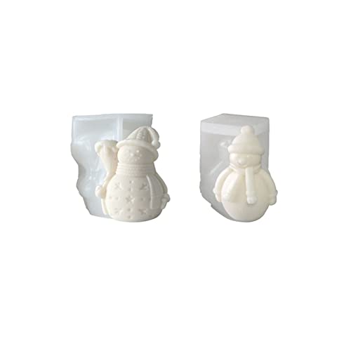 Xidmold 2pcs 3D Snowman Candle Molds Christmas Scented Candle Mold Snowman Silicone Mold for Soap, Candle, Lotion Bar, Bath Bomb, Xmas Resin Art Crafts