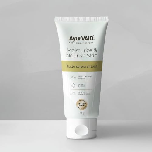 Image of Eladi Keram Cream 50g for Hydration, Even Tone & Repair with 30% Medicine Content, Infused with Cardamom | First & Only Tested Safe for Heavy Metals & Microbial Load