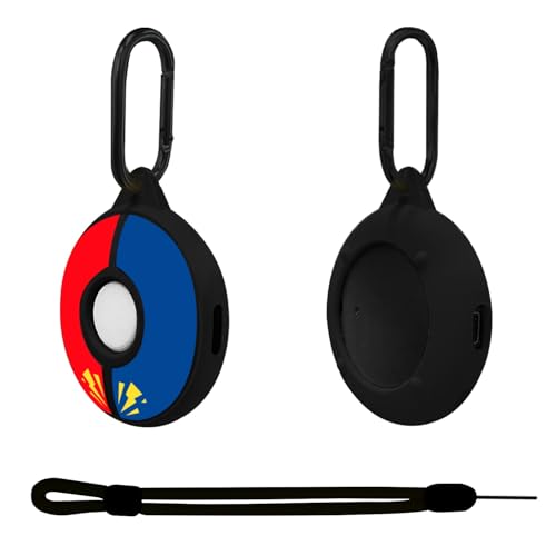 Chanvoo Silicone Protective Case for Poke GO Plus + (2023) with Keychain & Wrist Strap, Soft Skin Cover Shell - Black