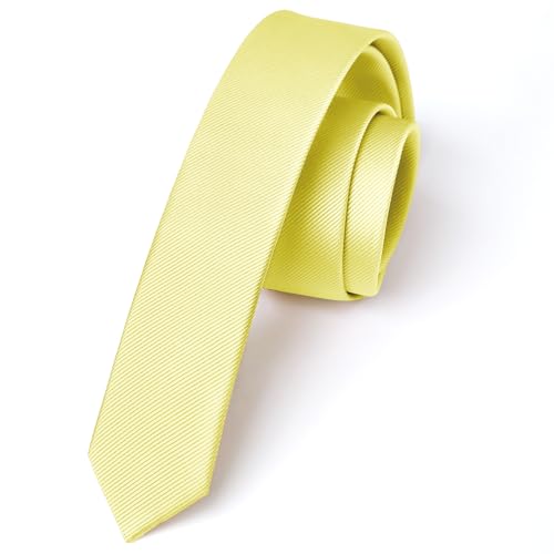 Enlision Light Yellow Tie Skinny Ties For Men Wedding Solid Color 4cm Slim Necktie Classic Formal Plain Silk Tie For Party Business