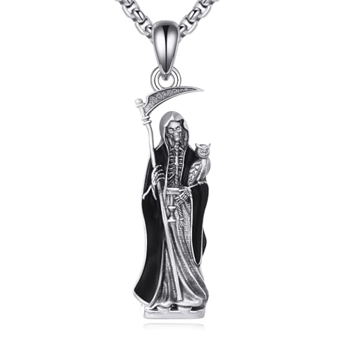 CRMAD Santa Muerte Necklace for Women Religious Protector Pendant Jewelry Gifts for Women Men