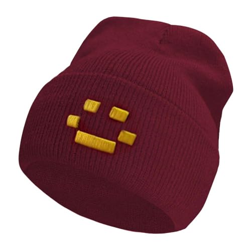 Cute Game Beanie Embroidery Warm Hat Sweater Hat Knitted Hat Hip Hop Hat Outdoor Cap for Boys Girls Red