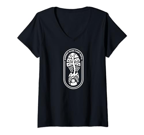 Womens Everest Base Camp Trek Nepal Trekking Boot Print Hiking V-Neck T-Shirt
