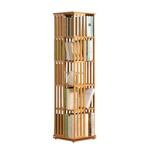 SAFEDELOCK 360 Rotating Bookshelf, Tall Rotating Bookshelf, Floor Standing Bookshelf, Small Corner Bookshelf for Small Space, for Bedroom, Living Room