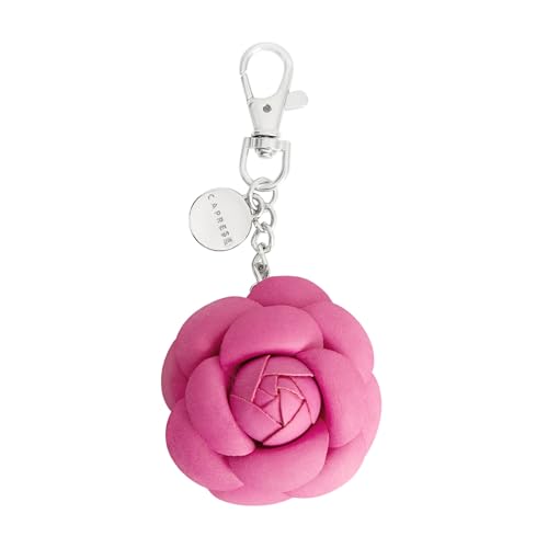 Image of Caprese Rose Flower Purse Hook & Bag Charm for Handbags | 2-in-1 Detachable PU Floral Table Hanger & Beige Accessory | Holds up to 7 kg (Magenta)