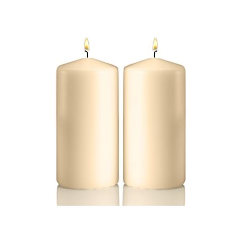 Light In The Dark Ivory Pillar Candles - Set of 2 Unscented Candles - 6 inch Tall, 3 inch Thick - 36 Hour Clean Burn Time Cover