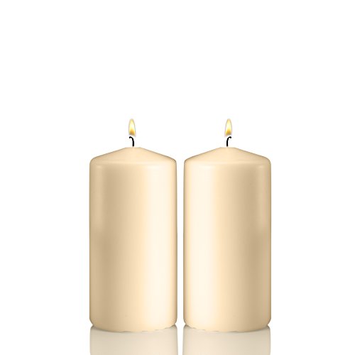 Light In The Dark Ivory Pillar Candles - Set of 2 Unscented Candles - 6 inch Tall, 3 inch Thick - 36 - //coolthings.us