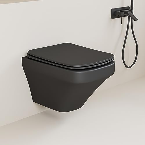 Little Meerkat Wall Mounted Toilet - Black Square Wall Hung
