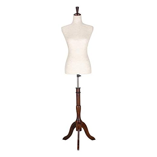 Bonnlo Upgraded Female Dress Form, Mannequin Torse Body with Adjustable Rubber Wood Stand for Dress Jewelry Display (White, 6-8)