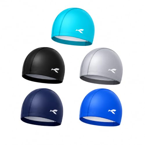 Image of Waterproof PU Swimming Cap for Men and Women | Adults Swimming Cap (Free Size, Not for Kids) (Aqua)
