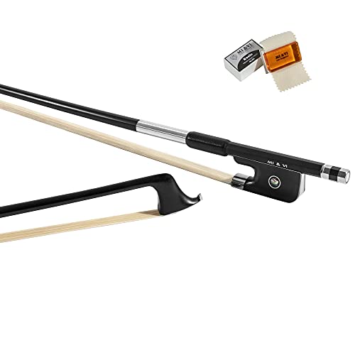 MI&VI Classic Carbon Fiber Cello Bow (Full Size 4/4) with FREE Rosin and Bow Soft Bag | Ebony Frog | Well Balanced | Real Mongolian Horse Hair - By MIVI Music