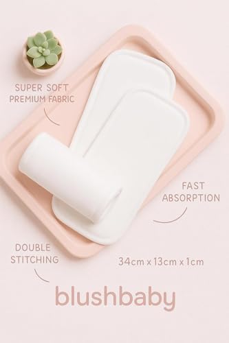 Image of Blushbaby High Absorbent Cloth Diaper Inserts | 4 Pcs Combo Pack | Washable & Reusable Cotton Booster Pads | Wet Free Dry Feel Soaker Liners for Unisex Baby Cloth Diapers