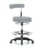 Perch Rolling Dental Stool Adjustable Height with Procedure Arm and Foot Ring for Carpet or Linoleum...