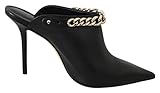 Fabricado en Italia Jimmy Choo Lancer 100 Zapatos De Tacón De Cuero Rojo, Cuero de becerro negro/dorado/Vachetta/Cadena, 38 EU